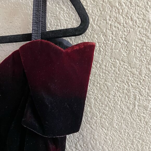 Vintage Roberta Dress 7/8 Burgundy Scallop Off Shoulder Whimsigoth Velvet 80s - Picture 3 of 9